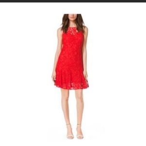 Michael Kors Red Lace overlay Dress, Size 4, BNWT